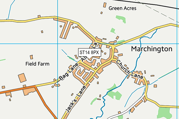 ST14 8PX map - OS VectorMap District (Ordnance Survey)