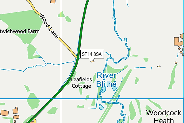 ST14 8SA map - OS VectorMap District (Ordnance Survey)