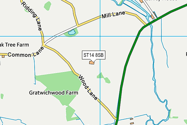 ST14 8SB map - OS VectorMap District (Ordnance Survey)