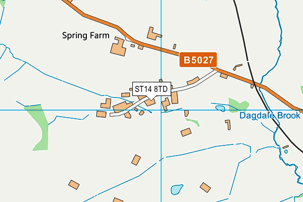 ST14 8TD map - OS VectorMap District (Ordnance Survey)