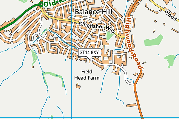 ST14 8XY map - OS VectorMap District (Ordnance Survey)