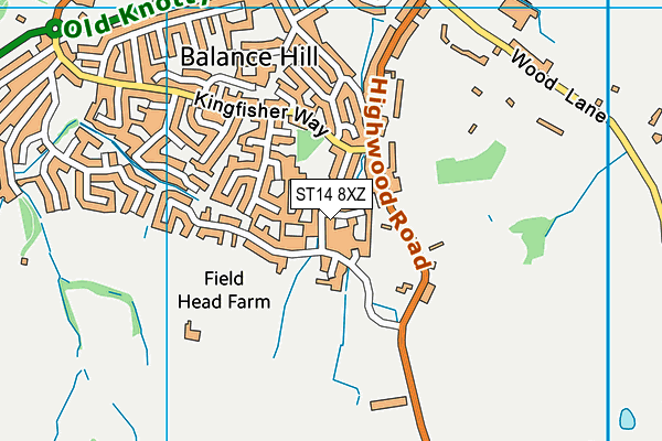 ST14 8XZ map - OS VectorMap District (Ordnance Survey)