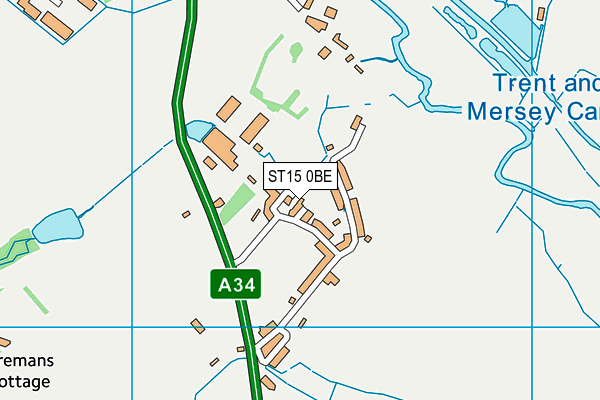 ST15 0BE map - OS VectorMap District (Ordnance Survey)