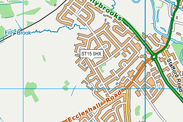 ST15 0HX map - OS VectorMap District (Ordnance Survey)