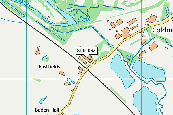 ST15 0RZ map - OS VectorMap District (Ordnance Survey)