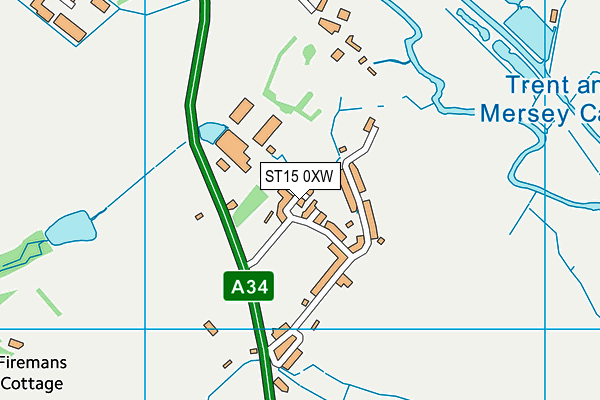 ST15 0XW map - OS VectorMap District (Ordnance Survey)