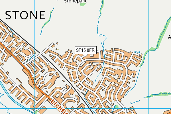 ST15 8FR map - OS VectorMap District (Ordnance Survey)