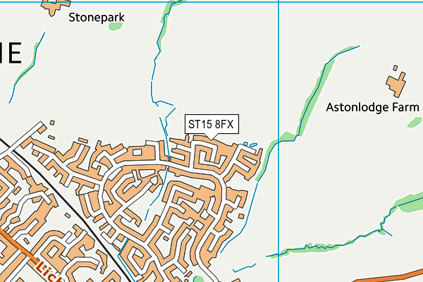 ST15 8FX map - OS VectorMap District (Ordnance Survey)