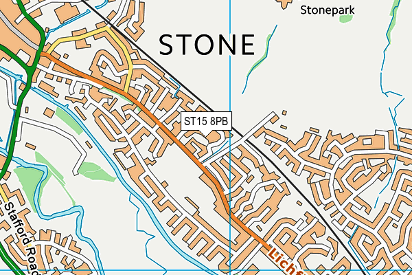 ST15 8PB map - OS VectorMap District (Ordnance Survey)
