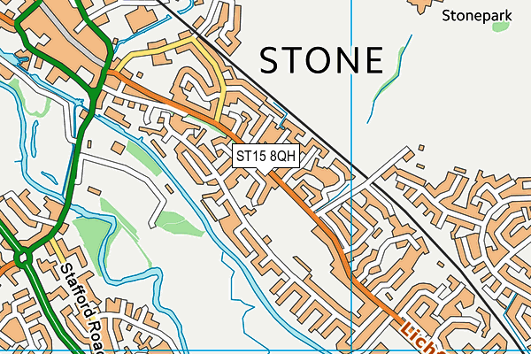 Stone Sp Cricket Club map (ST15 8QH) - OS VectorMap District (Ordnance Survey)