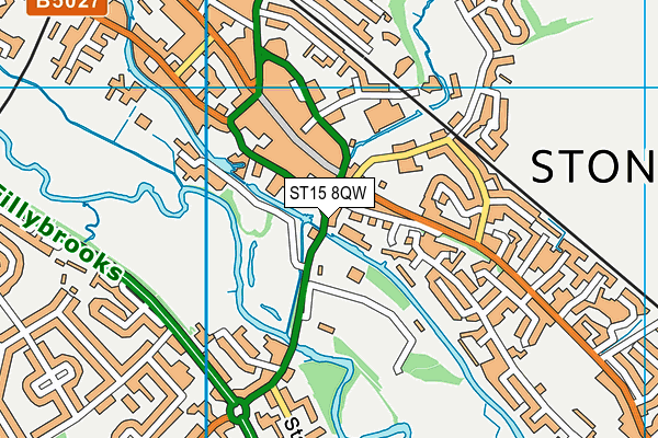 Stone Leisure Centre map (ST15 8QW) - OS VectorMap District (Ordnance Survey)