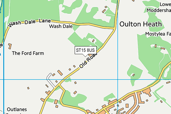 Moddershall And Oulton Cricket Club map (ST15 8US) - OS VectorMap District (Ordnance Survey)