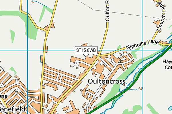 ST15 8WB map - OS VectorMap District (Ordnance Survey)