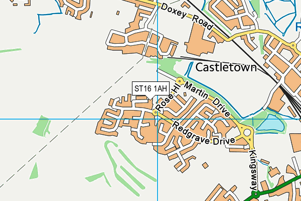 ST16 1AH map - OS VectorMap District (Ordnance Survey)