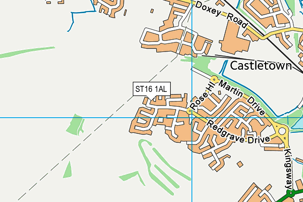 ST16 1AL map - OS VectorMap District (Ordnance Survey)