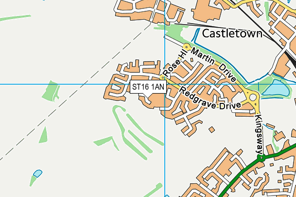 ST16 1AN map - OS VectorMap District (Ordnance Survey)
