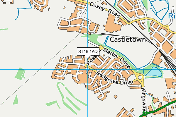 ST16 1AQ map - OS VectorMap District (Ordnance Survey)