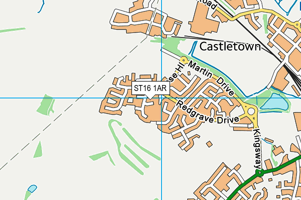 ST16 1AR map - OS VectorMap District (Ordnance Survey)