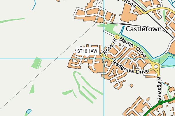 ST16 1AW map - OS VectorMap District (Ordnance Survey)