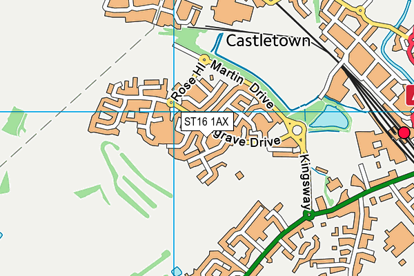 ST16 1AX map - OS VectorMap District (Ordnance Survey)