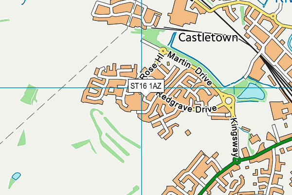 ST16 1AZ map - OS VectorMap District (Ordnance Survey)
