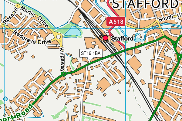 Gym & Tonic  (Stafford) map (ST16 1BA) - OS VectorMap District (Ordnance Survey)