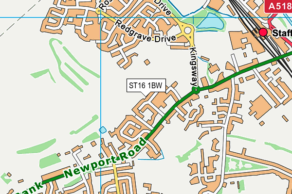 ST16 1BW map - OS VectorMap District (Ordnance Survey)