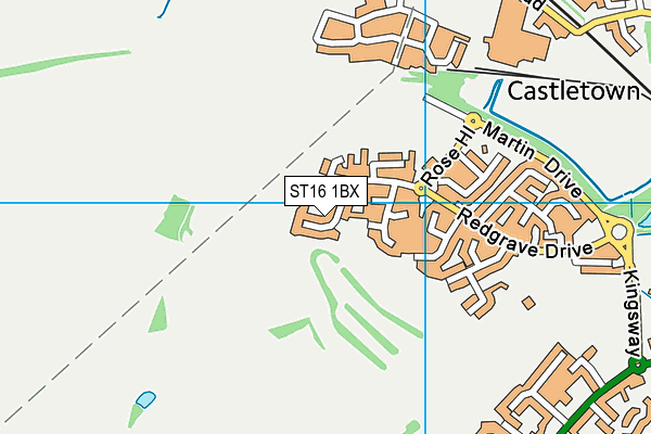 ST16 1BX map - OS VectorMap District (Ordnance Survey)