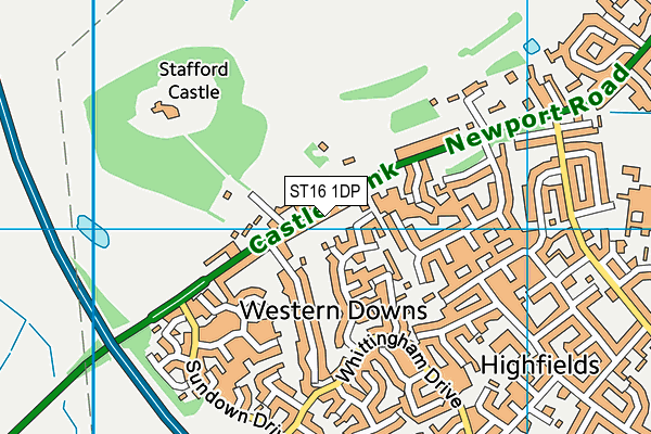 ST16 1DP map - OS VectorMap District (Ordnance Survey)