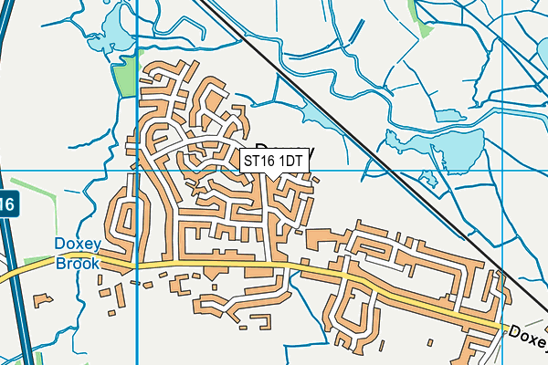 ST16 1DT map - OS VectorMap District (Ordnance Survey)