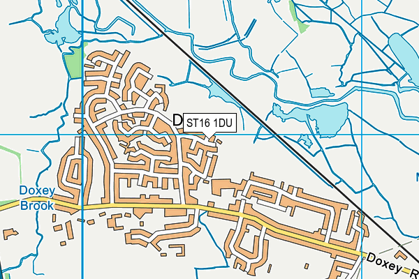 ST16 1DU map - OS VectorMap District (Ordnance Survey)