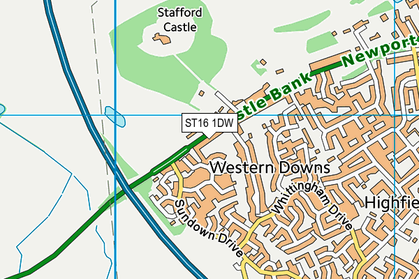 ST16 1DW map - OS VectorMap District (Ordnance Survey)