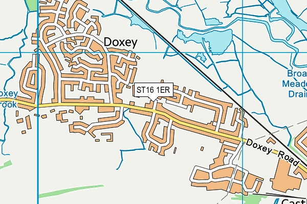 ST16 1ER map - OS VectorMap District (Ordnance Survey)