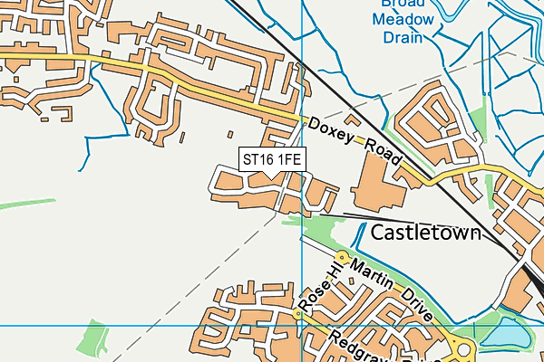 ST16 1FE map - OS VectorMap District (Ordnance Survey)