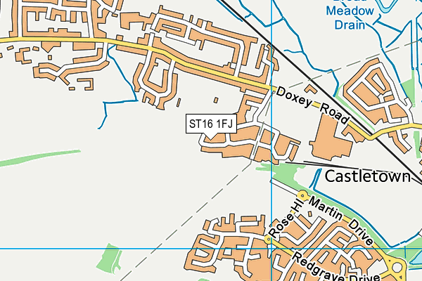 ST16 1FJ map - OS VectorMap District (Ordnance Survey)