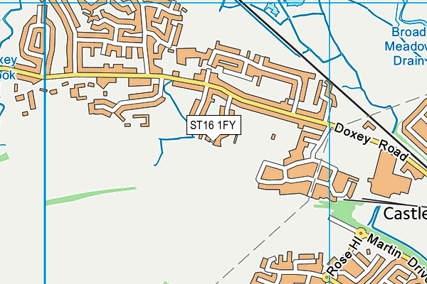 Doxey Playing Fields map (ST16 1FY) - OS VectorMap District (Ordnance Survey)
