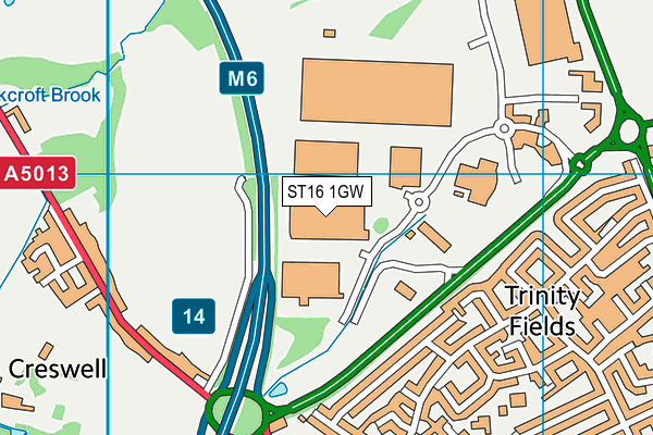 ST16 1GW map - OS VectorMap District (Ordnance Survey)
