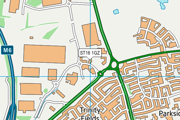 ST16 1GZ map - OS VectorMap District (Ordnance Survey)