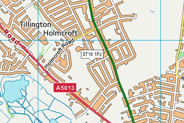 ST16 1PJ map - OS VectorMap District (Ordnance Survey)