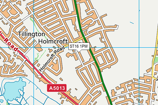 Tillington Manor Primary School map (ST16 1PW) - OS VectorMap District (Ordnance Survey)
