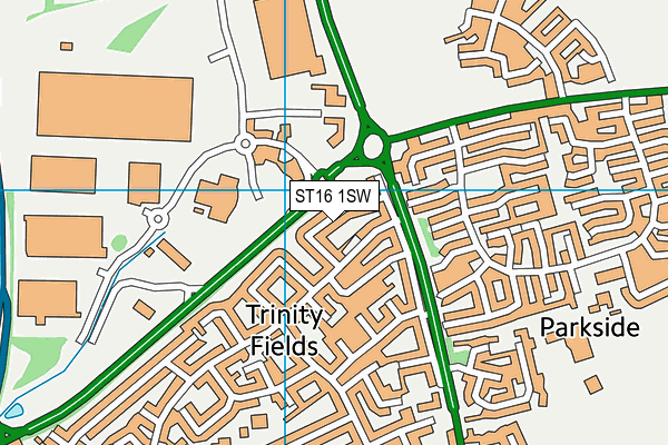 ST16 1SW map - OS VectorMap District (Ordnance Survey)