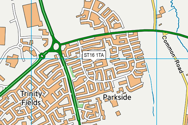 ST16 1TA map - OS VectorMap District (Ordnance Survey)