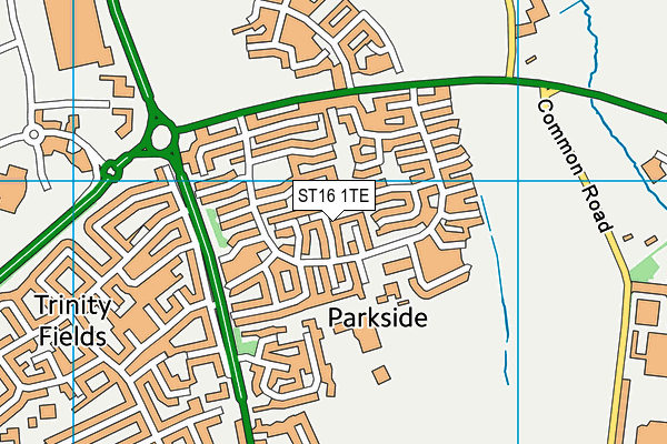 ST16 1TE map - OS VectorMap District (Ordnance Survey)