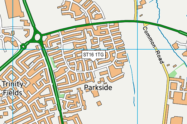 ST16 1TG map - OS VectorMap District (Ordnance Survey)