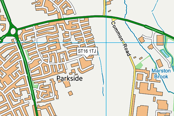 ST16 1TJ map - OS VectorMap District (Ordnance Survey)