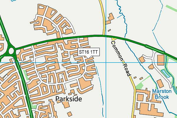 ST16 1TT map - OS VectorMap District (Ordnance Survey)
