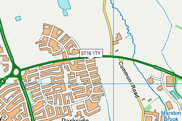 ST16 1TY map - OS VectorMap District (Ordnance Survey)