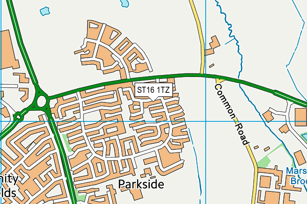 ST16 1TZ map - OS VectorMap District (Ordnance Survey)