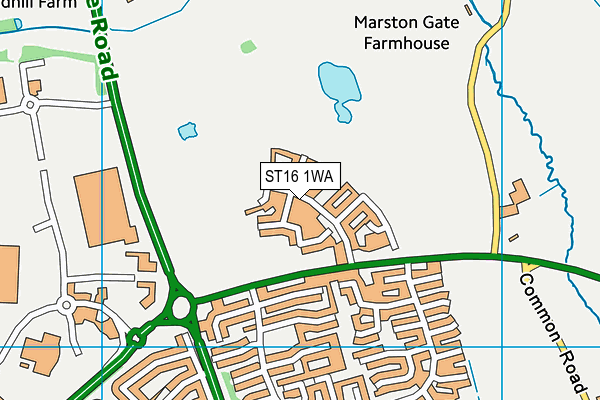 ST16 1WA map - OS VectorMap District (Ordnance Survey)