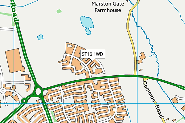 ST16 1WD map - OS VectorMap District (Ordnance Survey)